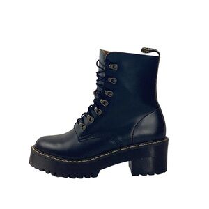 Dr. Martens Size US 9 Leona Platform Ankle Boots Black Leather Lace-up Shoes